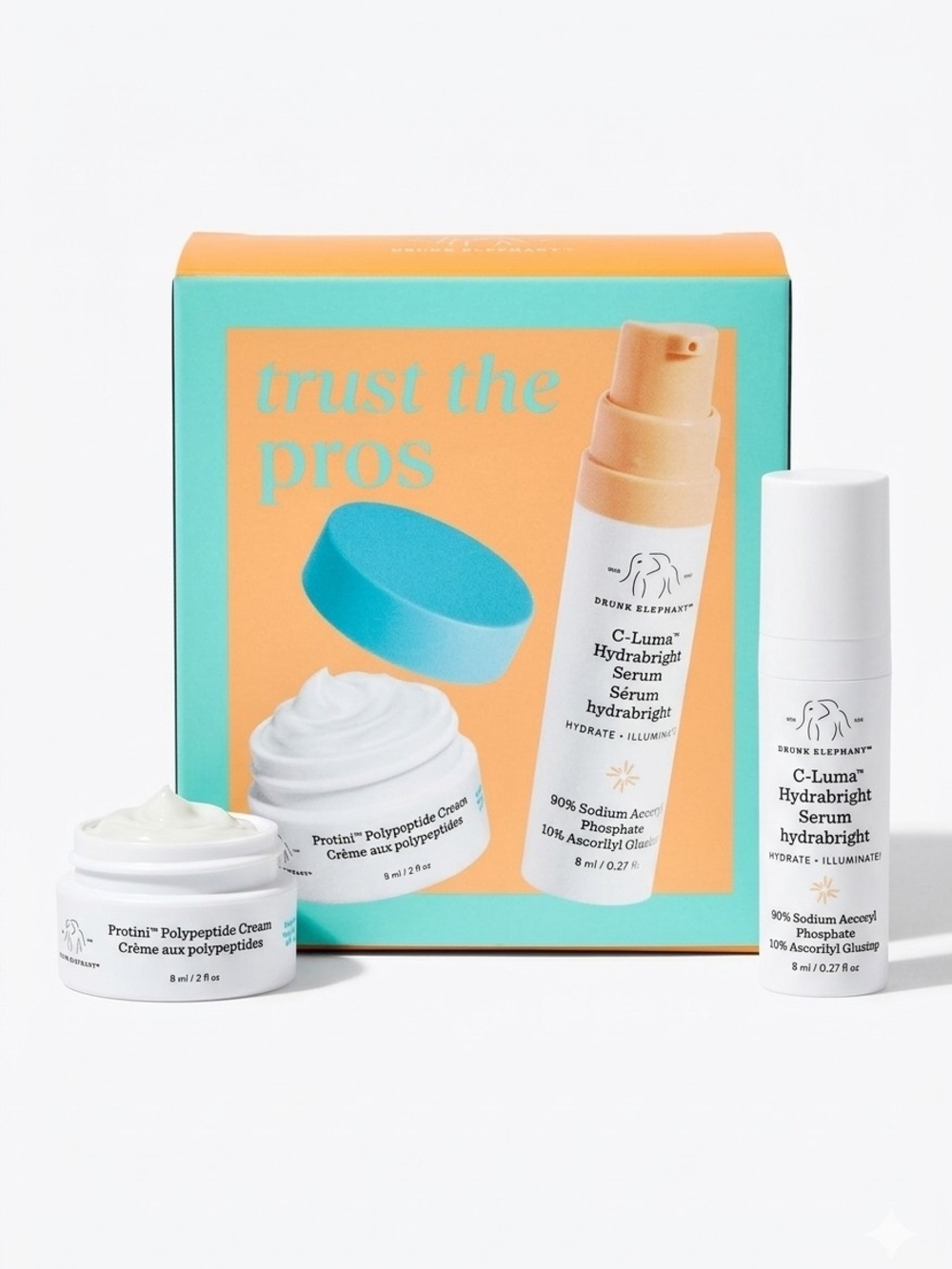 Drunk Elephant Trust The Pros Mini Brighten & Firm Skincare Gift Set NIB